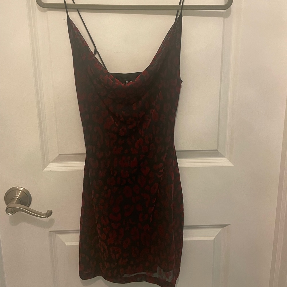 Black and maroon cheetah print Urban Outfitters cowl neck dress size xs